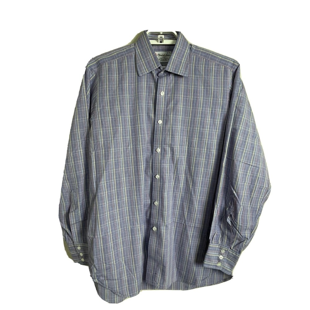 Turnbull and Asser Men's Size 16 41 Long Sleeve Button Up Blue Red Yellow Plaid